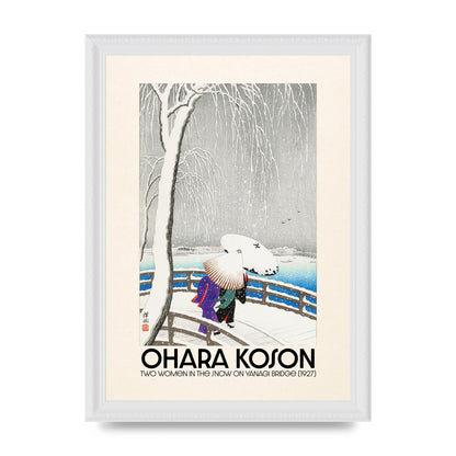 Ohara Koson Two Women In The Snow On Yanagi Bridge 1927 Wall Art - A4 framed