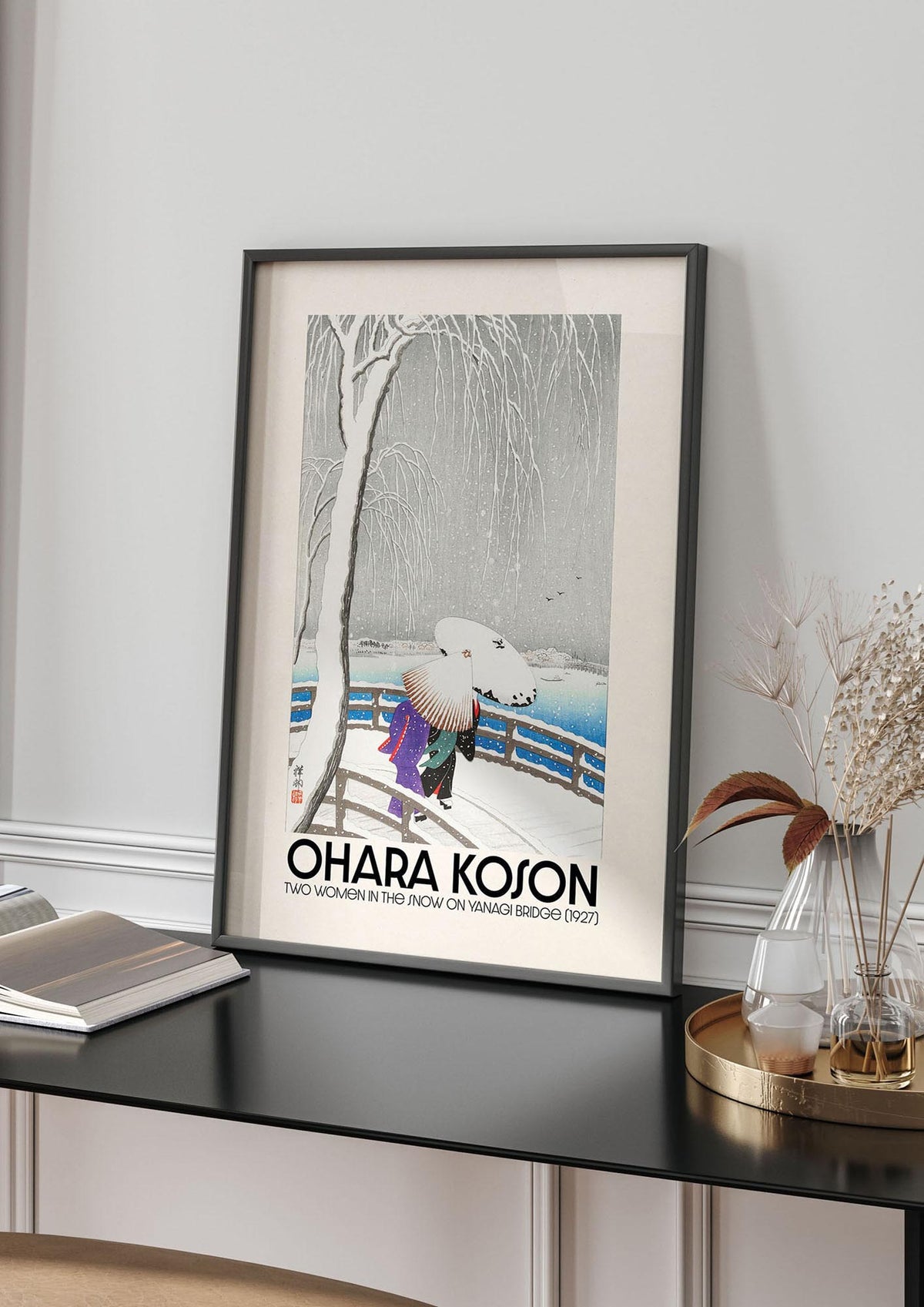 Ohara Koson Two Women In The Snow On Yanagi Bridge 1927 Wall Art - living room 4