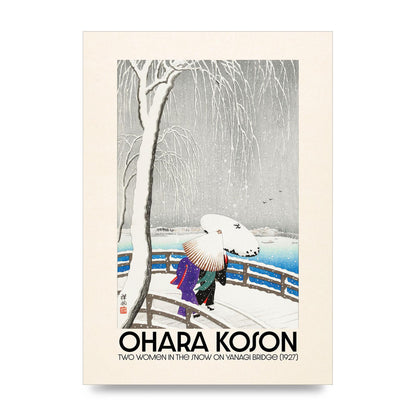 Ohara Koson Two Women In The Snow On Yanagi Bridge 1927 Wall Art - unframed print