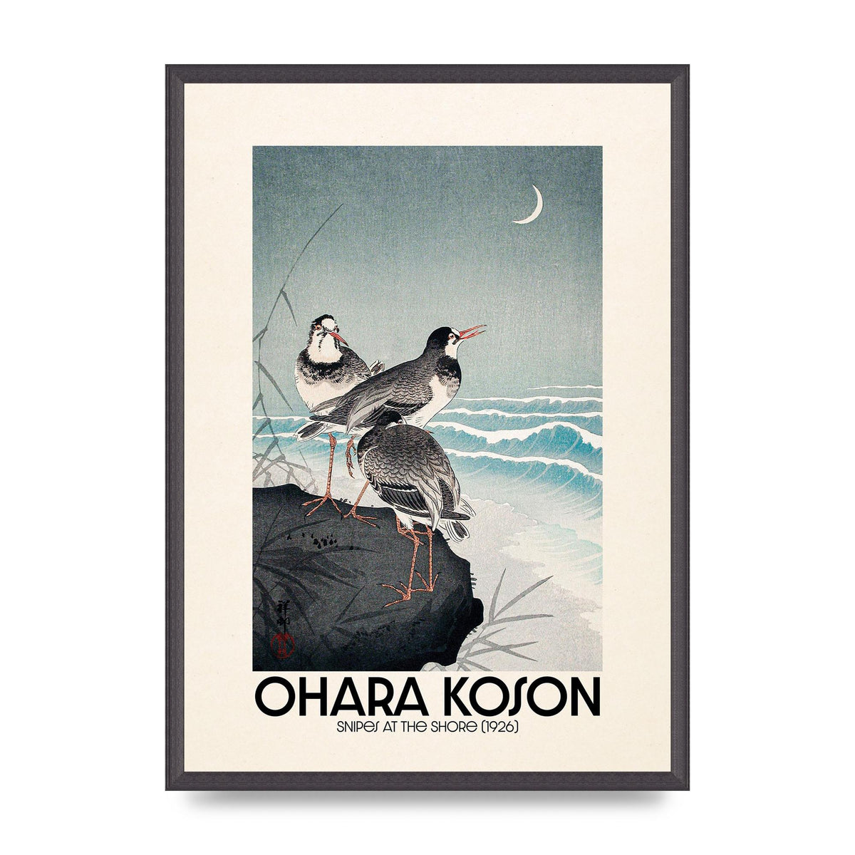 Ohara Koson Snipes At The Shore 1926 Printed Poster - A2 framed