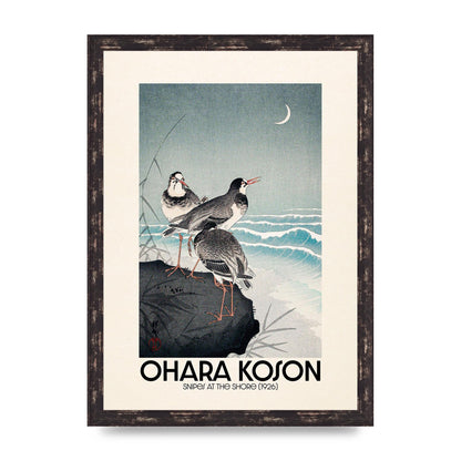 Ohara Koson Snipes At The Shore 1926 Printed Poster - A3 framed