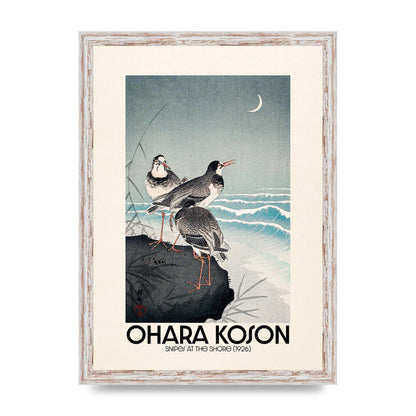 Ohara Koson Snipes At The Shore 1926 Printed Poster - A3 framed
