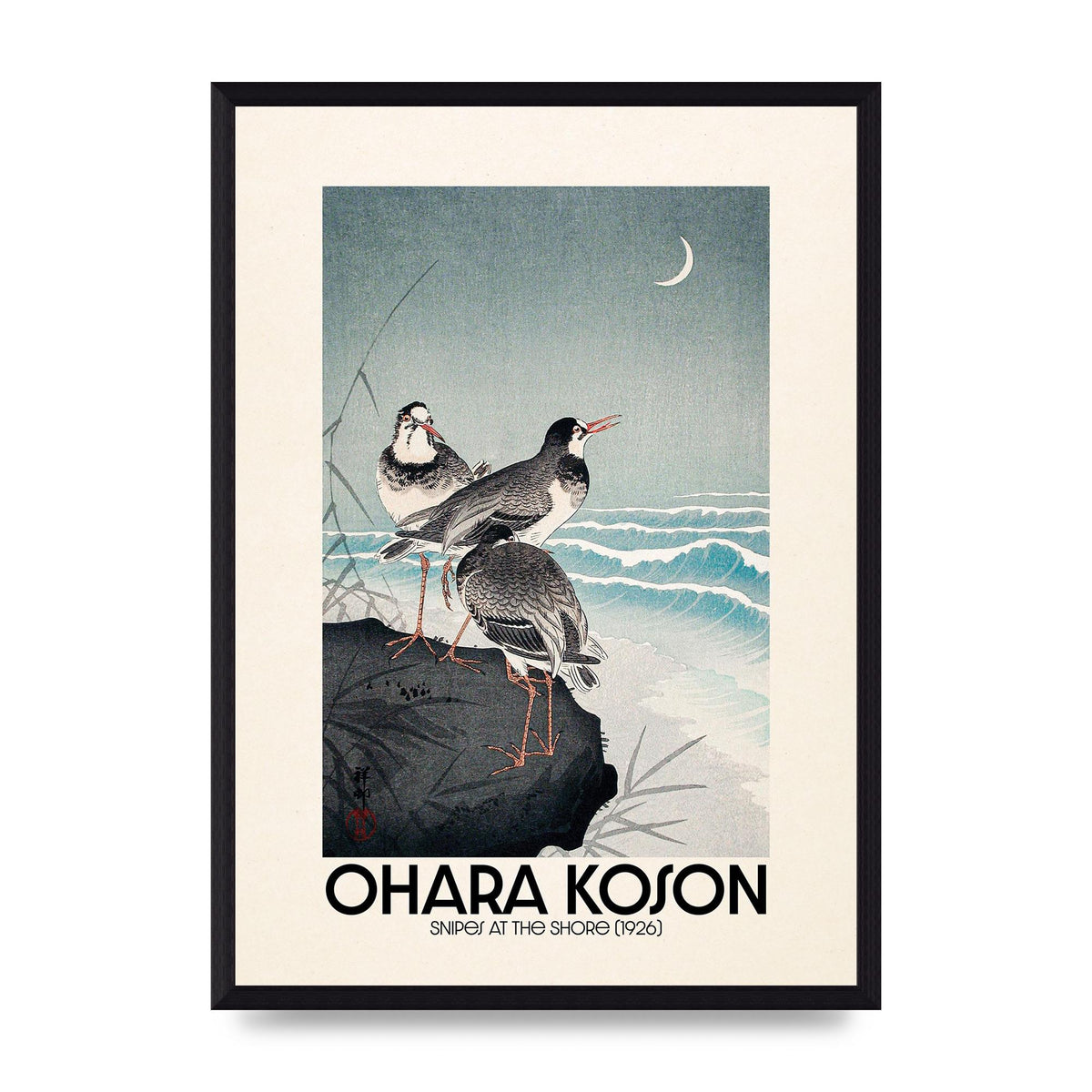 Ohara Koson Snipes At The Shore 1926 Printed Poster - A3 framed