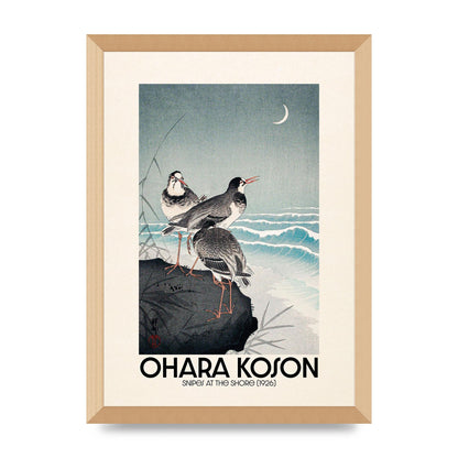 Ohara Koson Snipes At The Shore 1926 Printed Poster - A3 framed