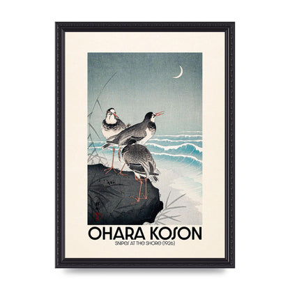 Ohara Koson Snipes At The Shore 1926 Printed Poster - A3 framed
