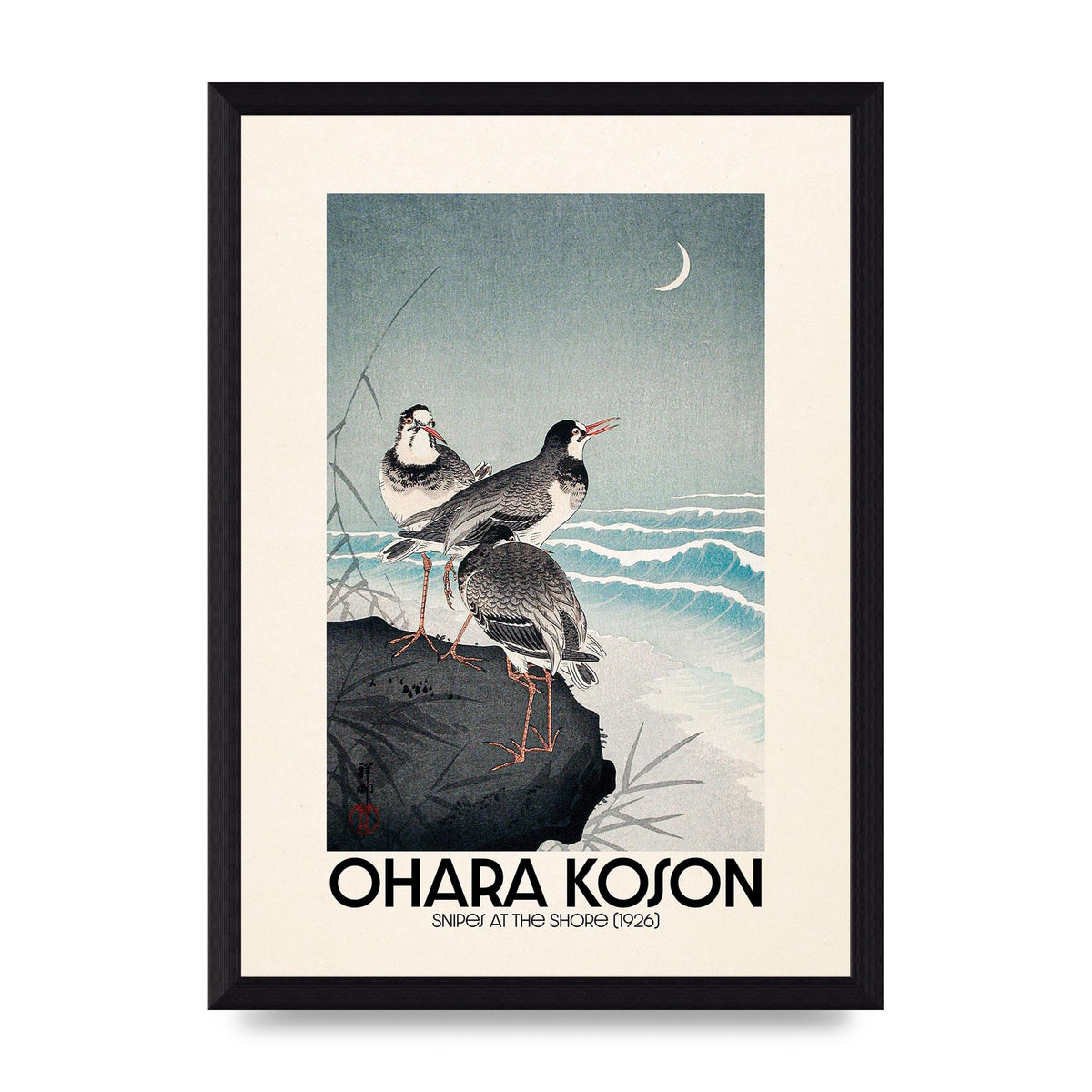 Ohara Koson Snipes At The Shore 1926 Printed Poster - A4 framed