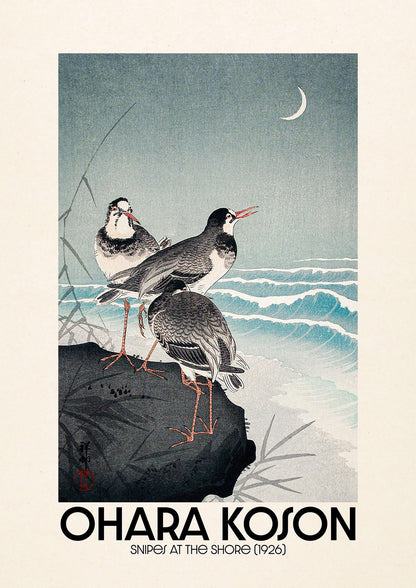 Ohara Koson Snipes At The Shore 1926 Printed Poster - detail