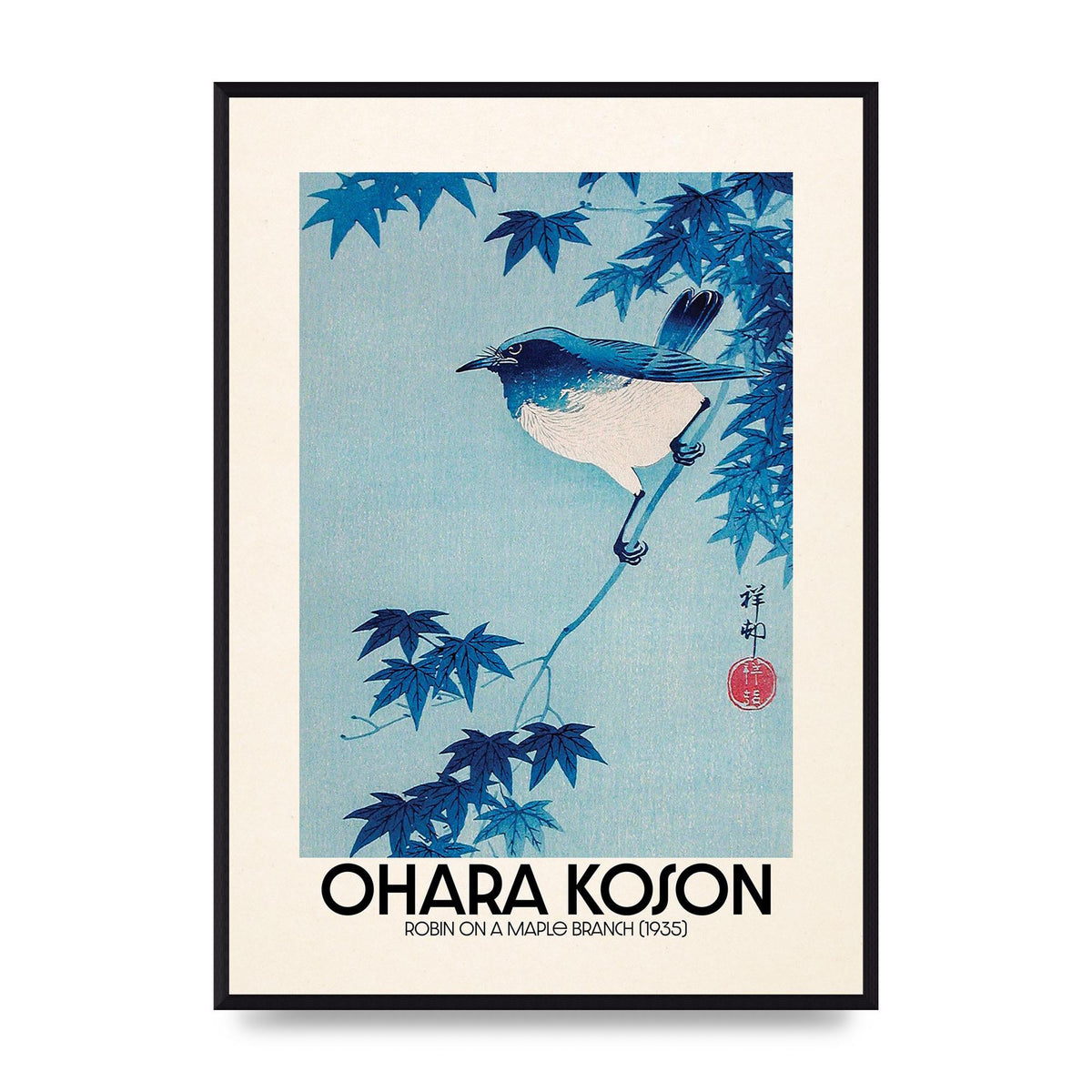 Ohara Koson Robin On A Maple Branch 1935 Wall Art - A2 framed