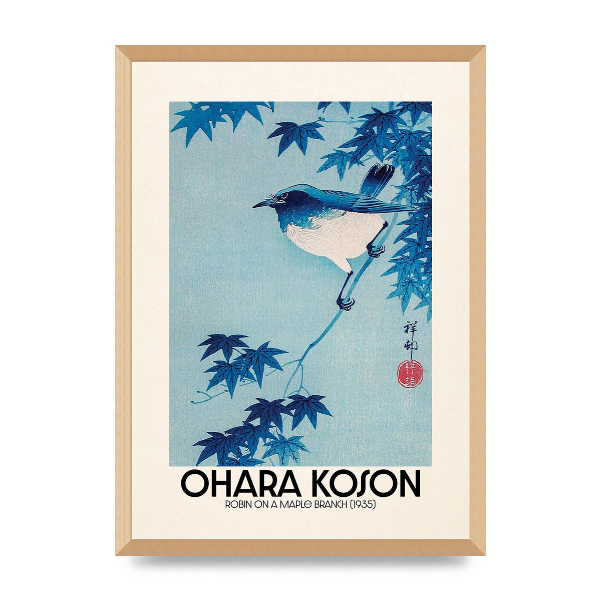 Ohara Koson Robin On A Maple Branch 1935 Wall Art - A2 framed