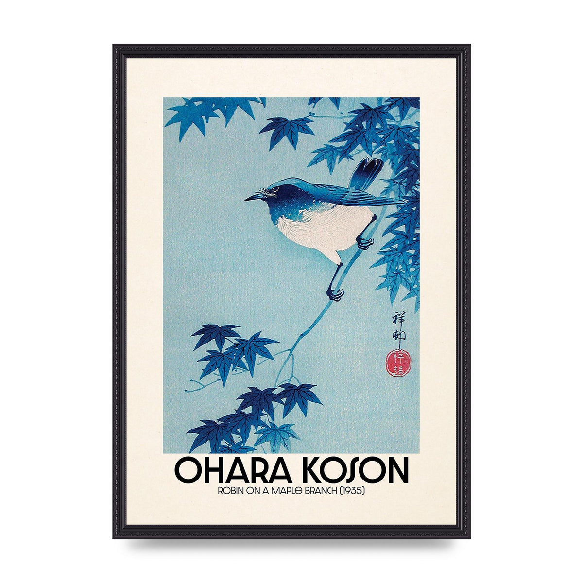 Ohara Koson Robin On A Maple Branch 1935 Wall Art - A2 framed