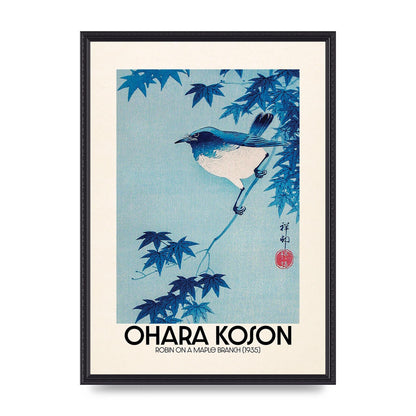 Ohara Koson Robin On A Maple Branch 1935 Wall Art - A2 framed