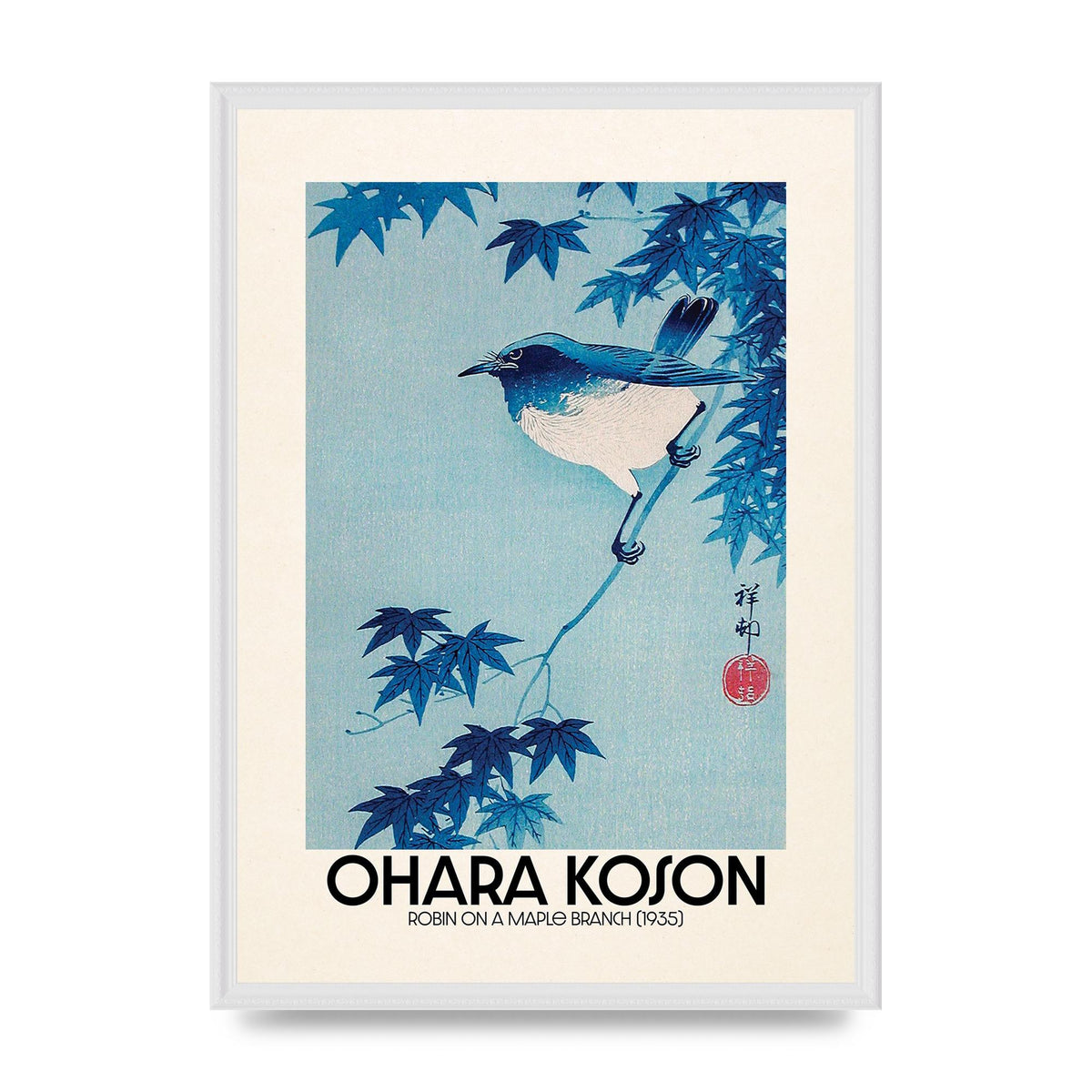 Ohara Koson Robin On A Maple Branch 1935 Wall Art - A2 framed
