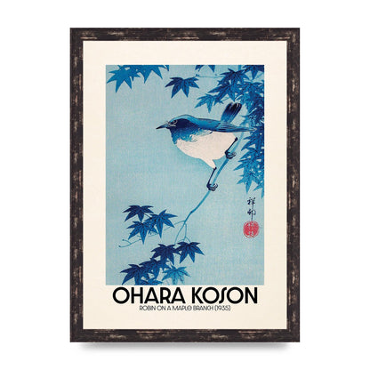 Ohara Koson Robin On A Maple Branch 1935 Wall Art - A3 framed