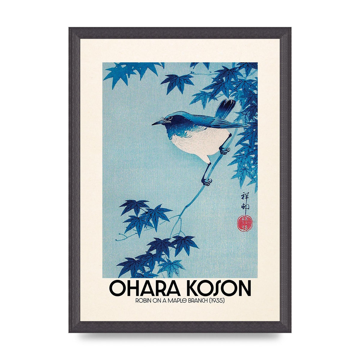 Ohara Koson Robin On A Maple Branch 1935 Wall Art - A3 framed