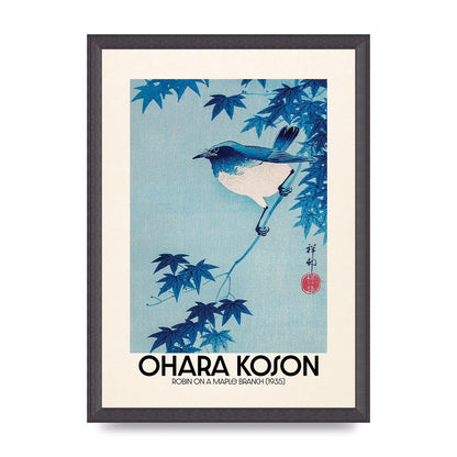 Ohara Koson Robin On A Maple Branch 1935 Wall Art - A3 framed