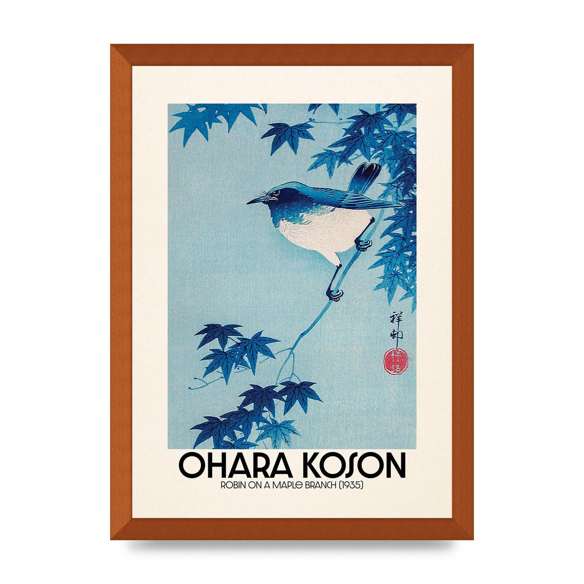 Ohara Koson Robin On A Maple Branch 1935 Wall Art - A3 framed