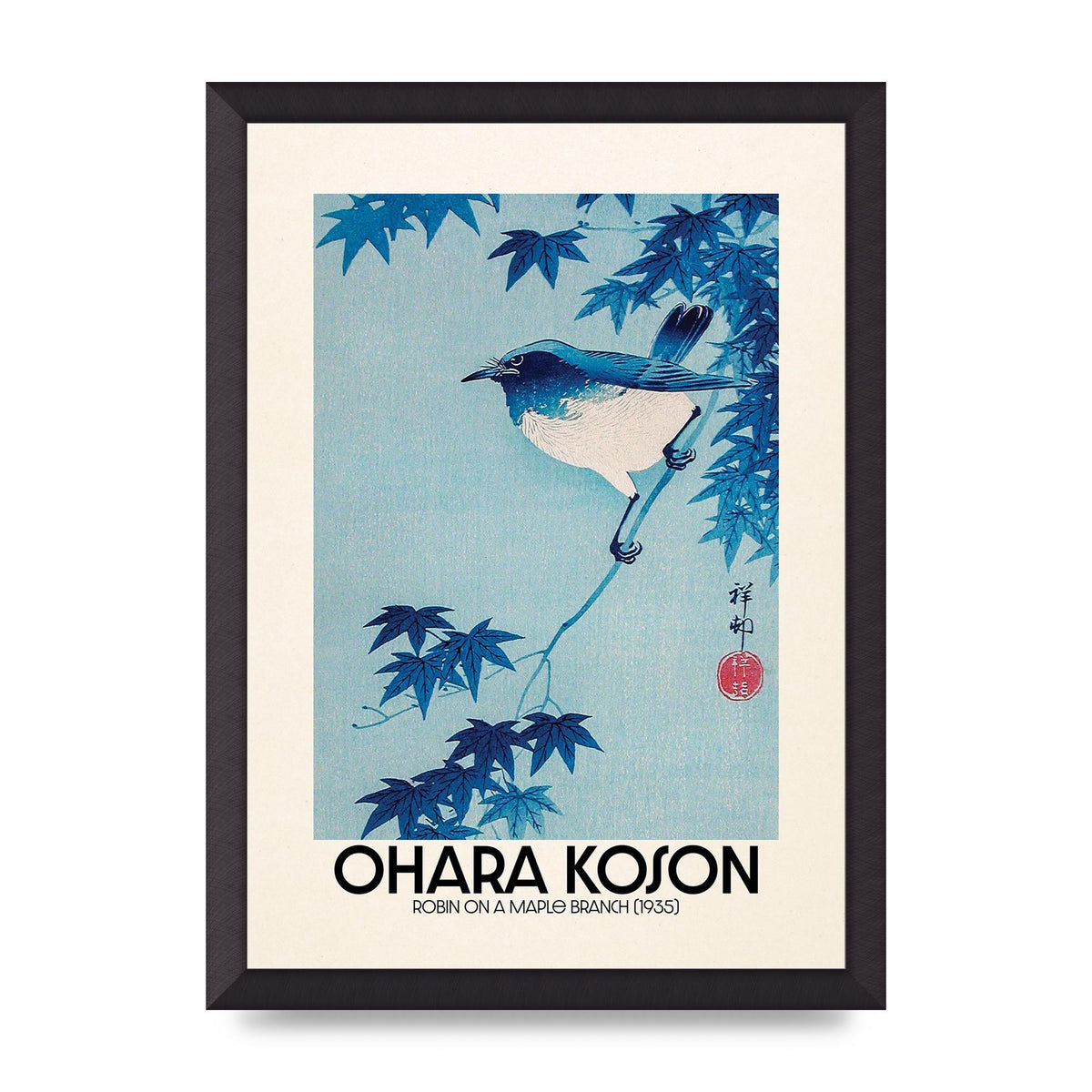 Ohara Koson Robin On A Maple Branch 1935 Wall Art - A3 framed