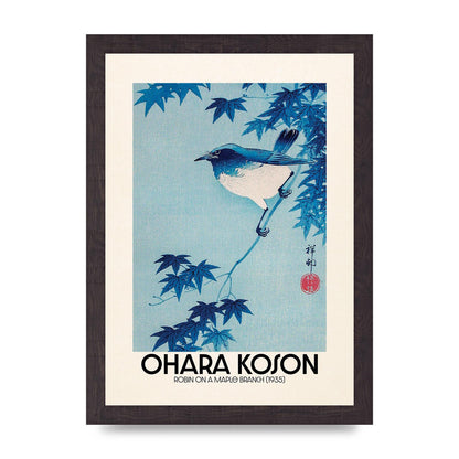 Ohara Koson Robin On A Maple Branch 1935 Wall Art - A4 framed