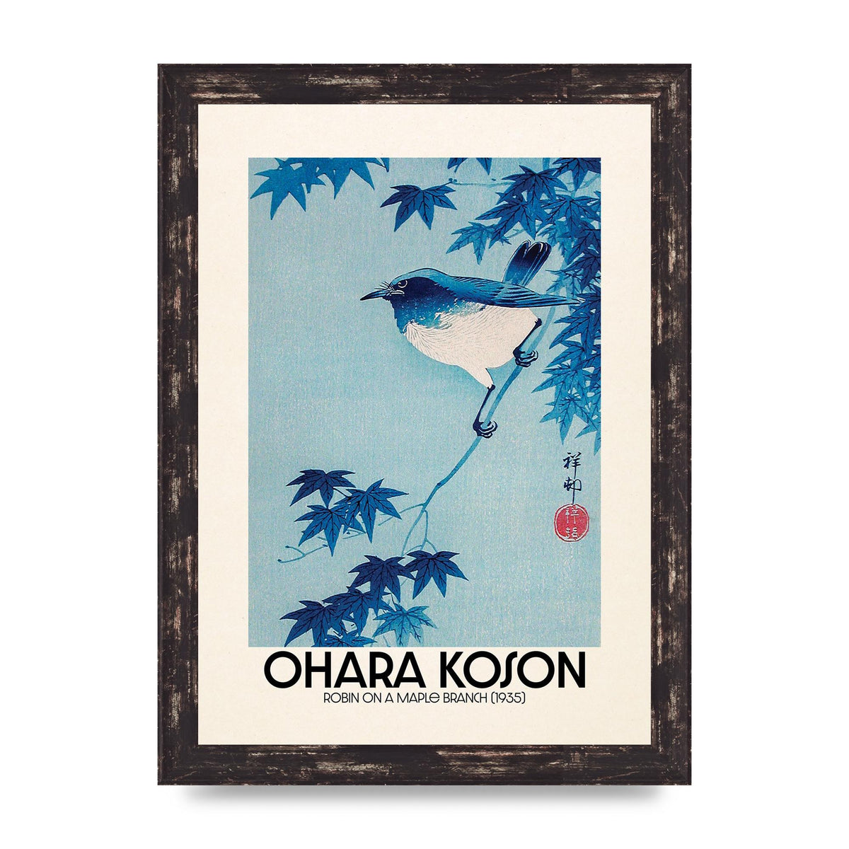 Ohara Koson Robin On A Maple Branch 1935 Wall Art - A4 framed