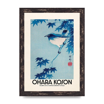 Ohara Koson Robin On A Maple Branch 1935 Wall Art - A4 framed