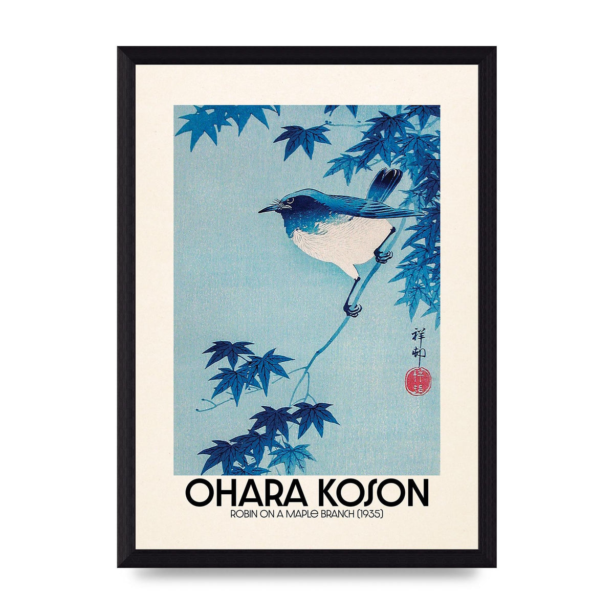 Ohara Koson Robin On A Maple Branch 1935 Wall Art - A4 framed