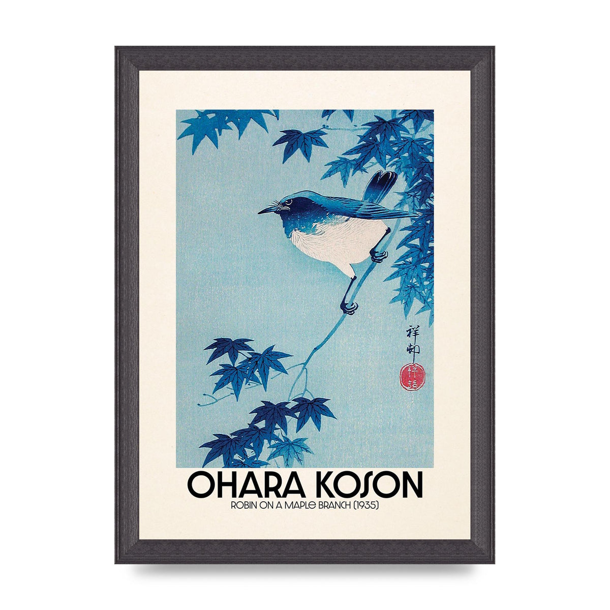 Ohara Koson Robin On A Maple Branch 1935 Wall Art - A4 framed