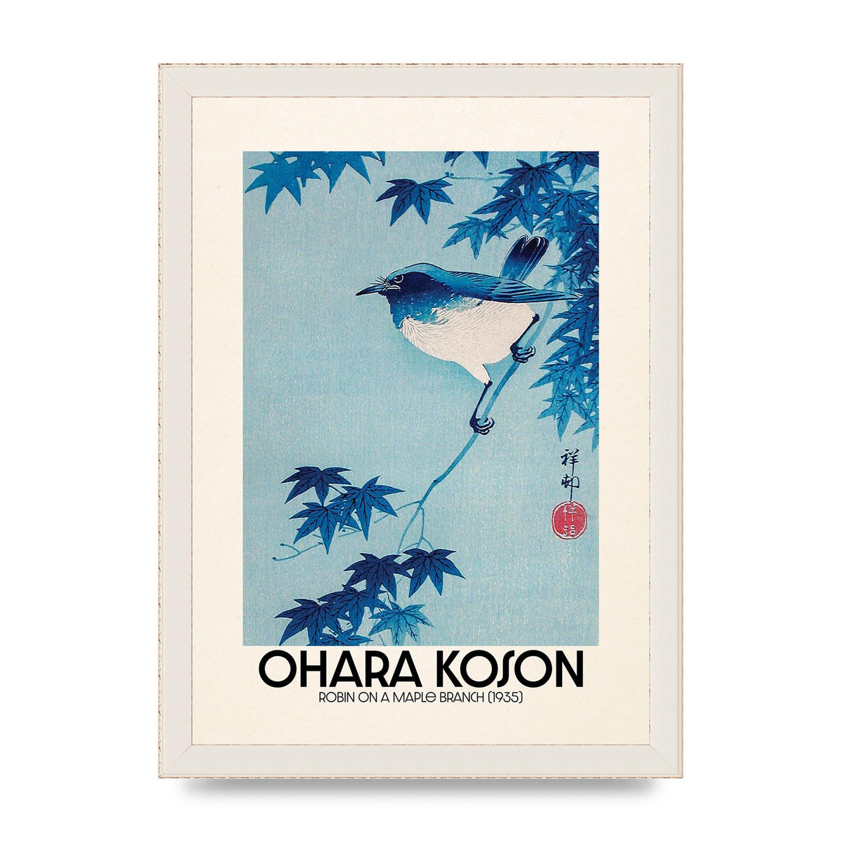 Ohara Koson Robin On A Maple Branch 1935 Wall Art - A4 framed