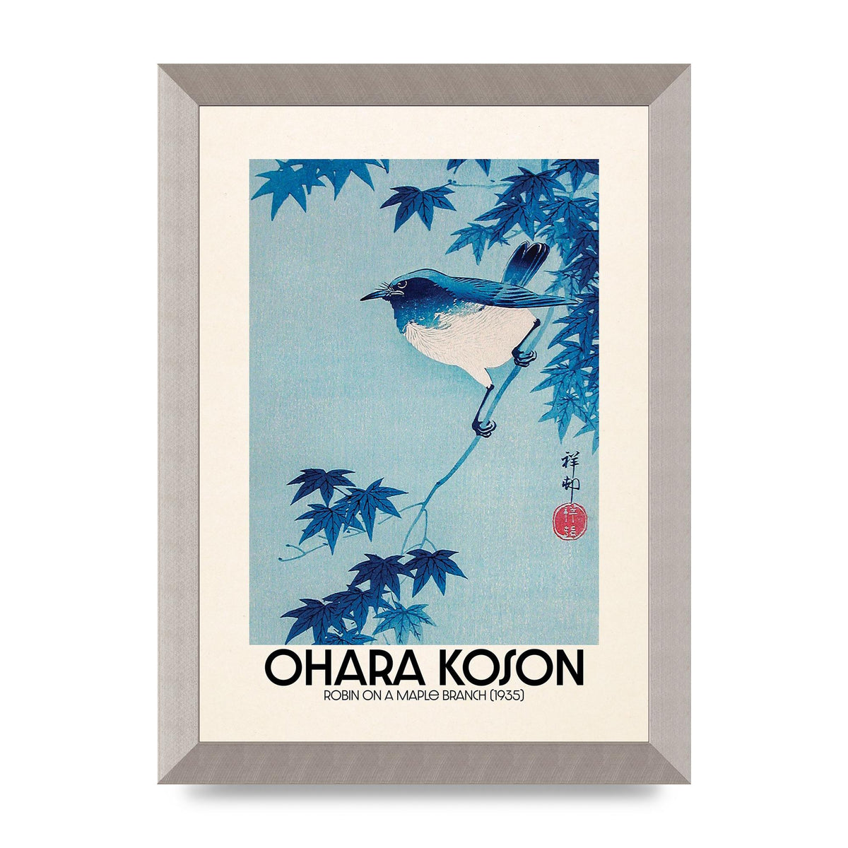 Ohara Koson Robin On A Maple Branch 1935 Wall Art - A4 framed