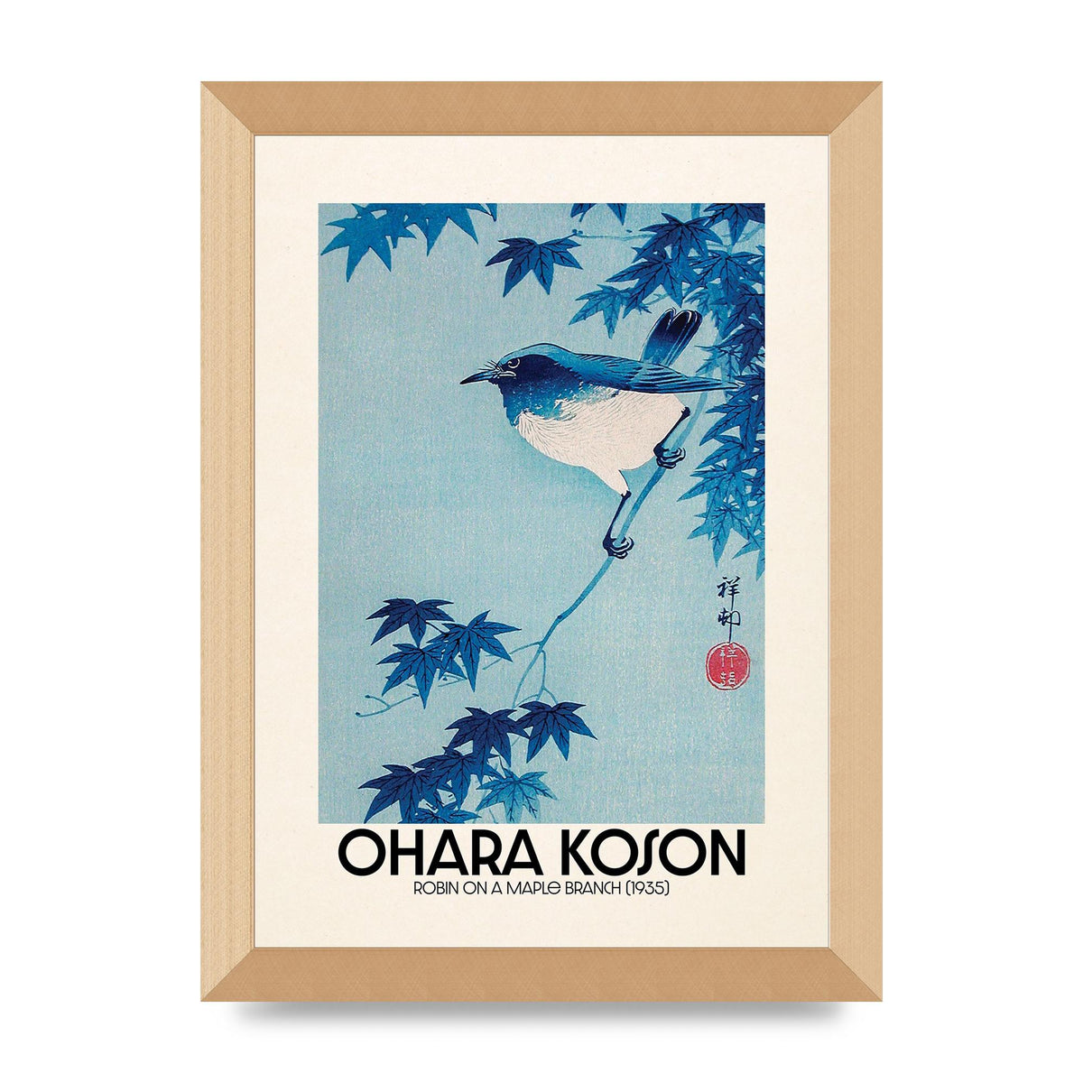 Ohara Koson Robin On A Maple Branch 1935 Wall Art - A4 framed