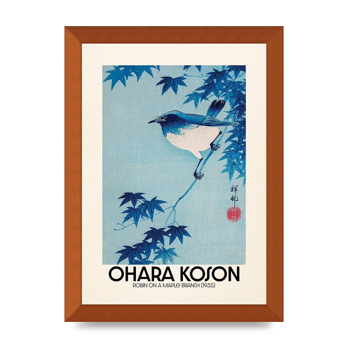 Ohara Koson Robin On A Maple Branch 1935 Wall Art - A4 framed