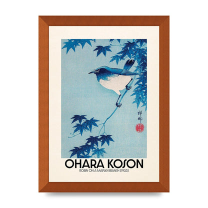 Ohara Koson Robin On A Maple Branch 1935 Wall Art - A4 framed