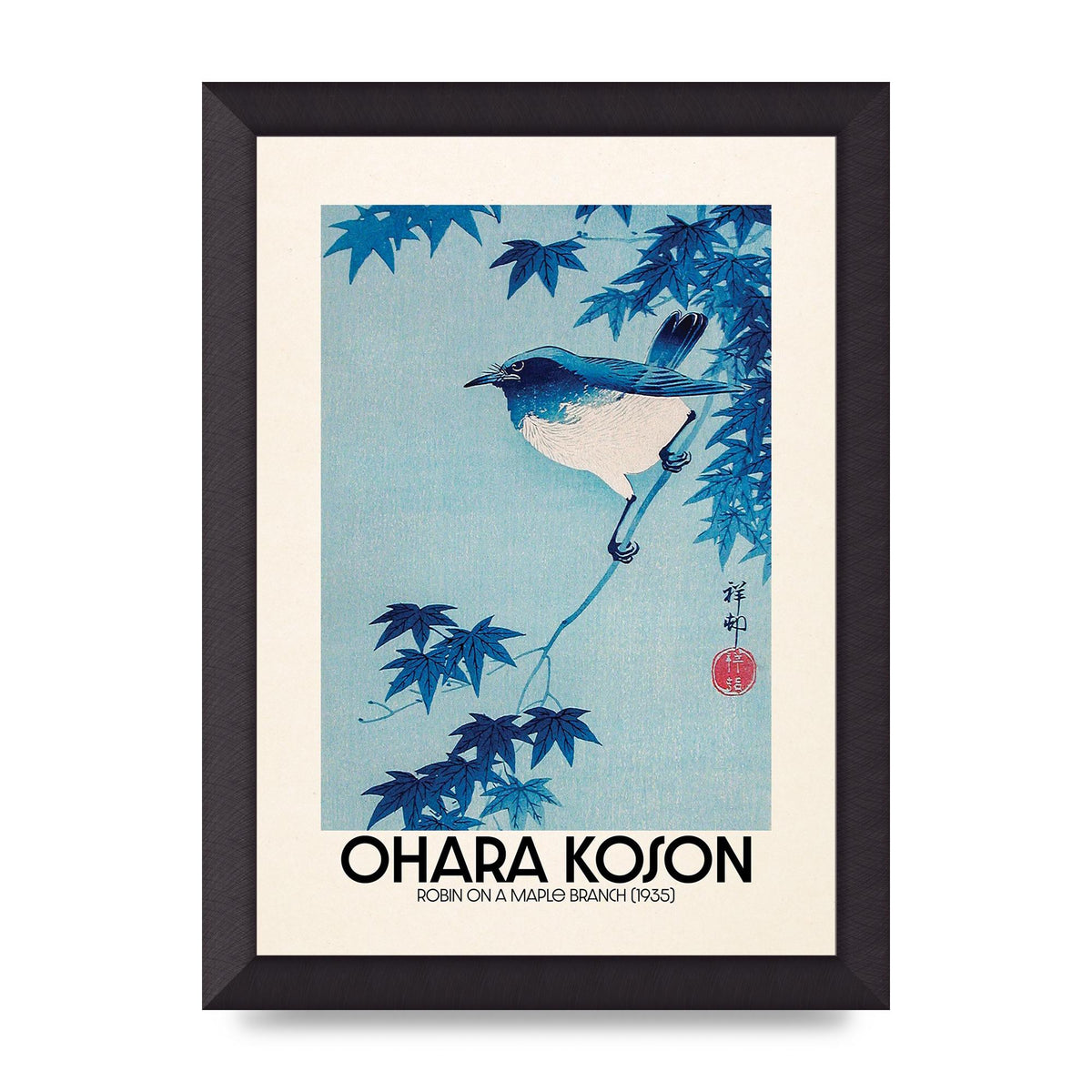 Ohara Koson Robin On A Maple Branch 1935 Wall Art - A4 framed