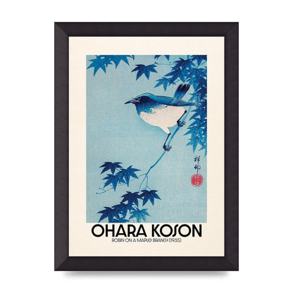 Ohara Koson Robin On A Maple Branch 1935 Wall Art - A4 framed