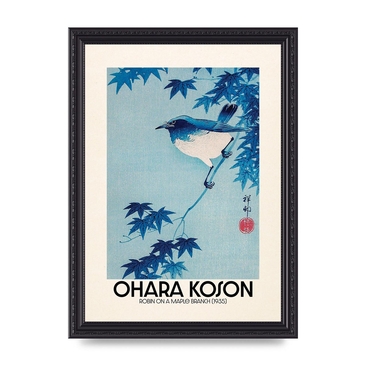 Ohara Koson Robin On A Maple Branch 1935 Wall Art - A4 framed
