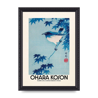 Ohara Koson Robin On A Maple Branch 1935 Wall Art - A4 framed