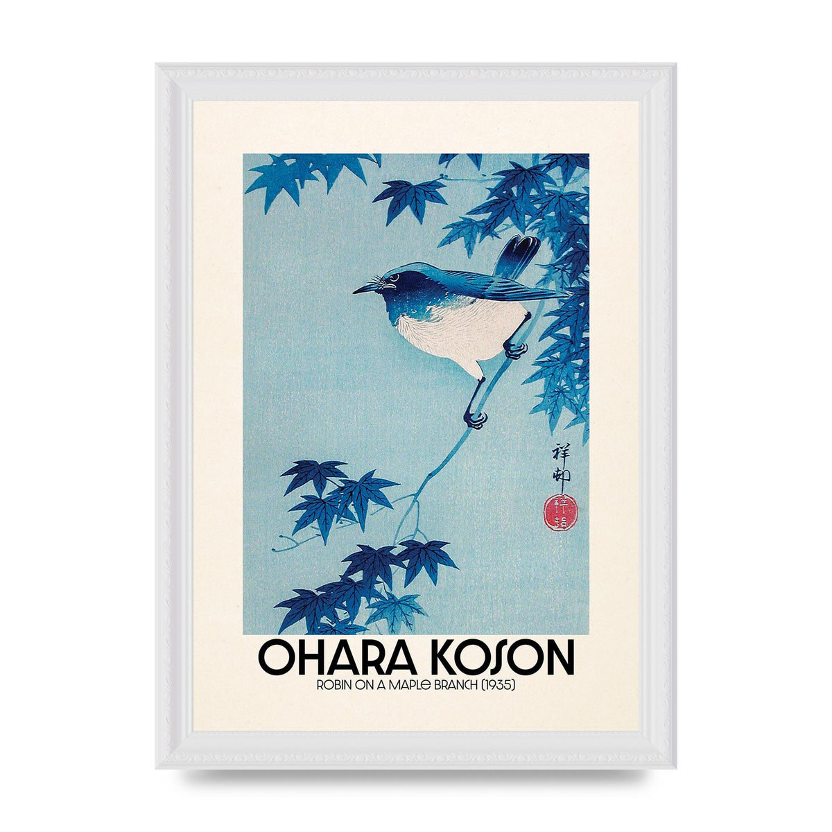 Ohara Koson Robin On A Maple Branch 1935 Wall Art - A4 framed