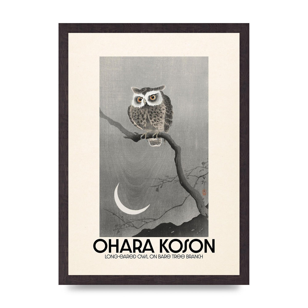 Ohara Koson Long Eared Owl On Bare Tree Branch Art For The Home - A3 framed