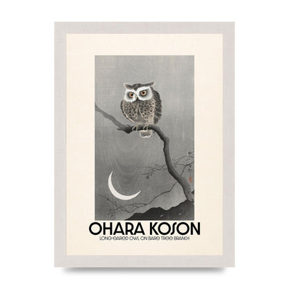 Ohara Koson Long Eared Owl On Bare Tree Branch Art For The Home - A4 framed
