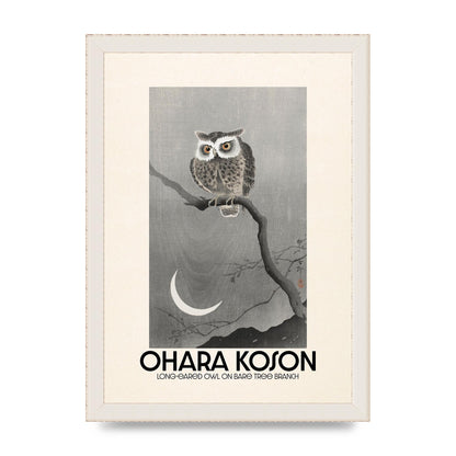 Ohara Koson Long Eared Owl On Bare Tree Branch Art For The Home - A4 framed