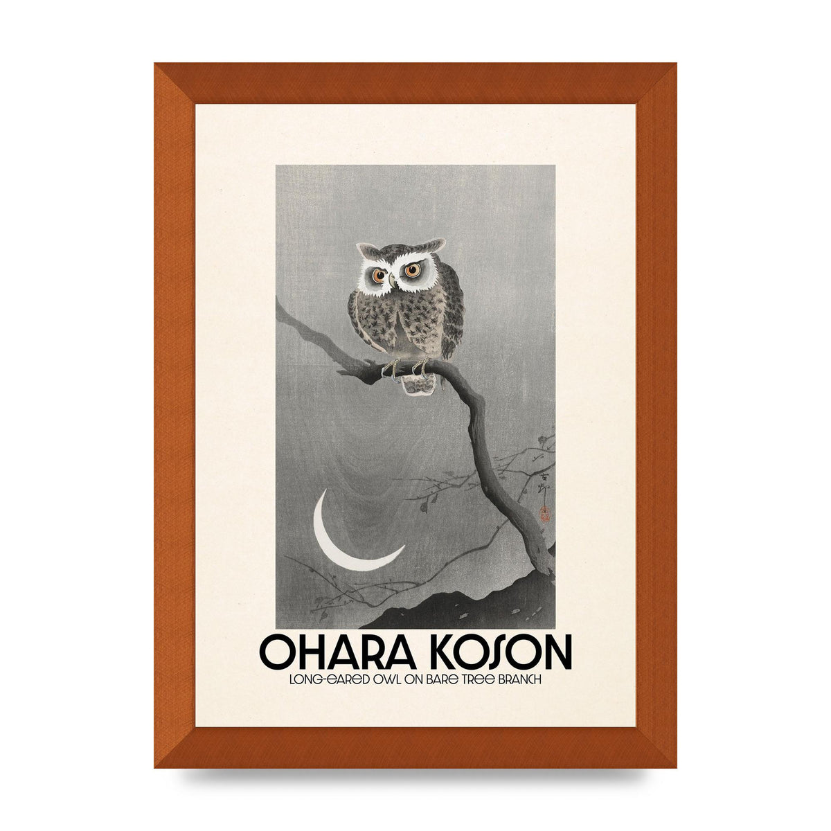 Ohara Koson Long Eared Owl On Bare Tree Branch Art For The Home - A4 framed