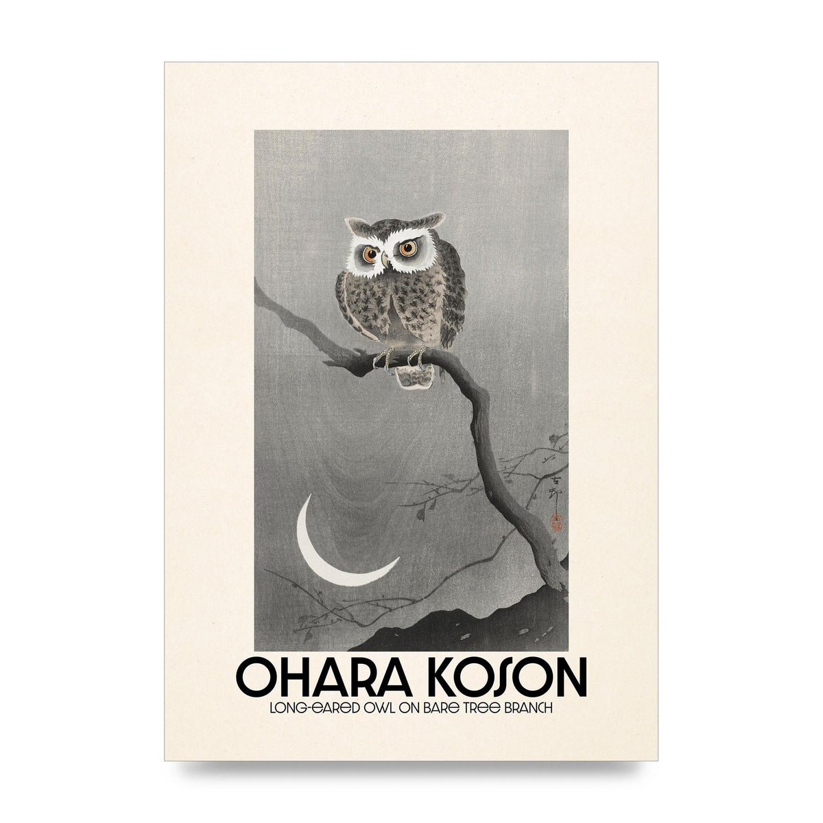 Ohara Koson Long Eared Owl On Bare Tree Branch Art For The Home - unframed print