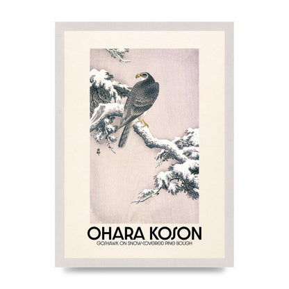 Ohara Koson Goshawk On Snow Covered Pine Bough Printed Poster - A3 framed