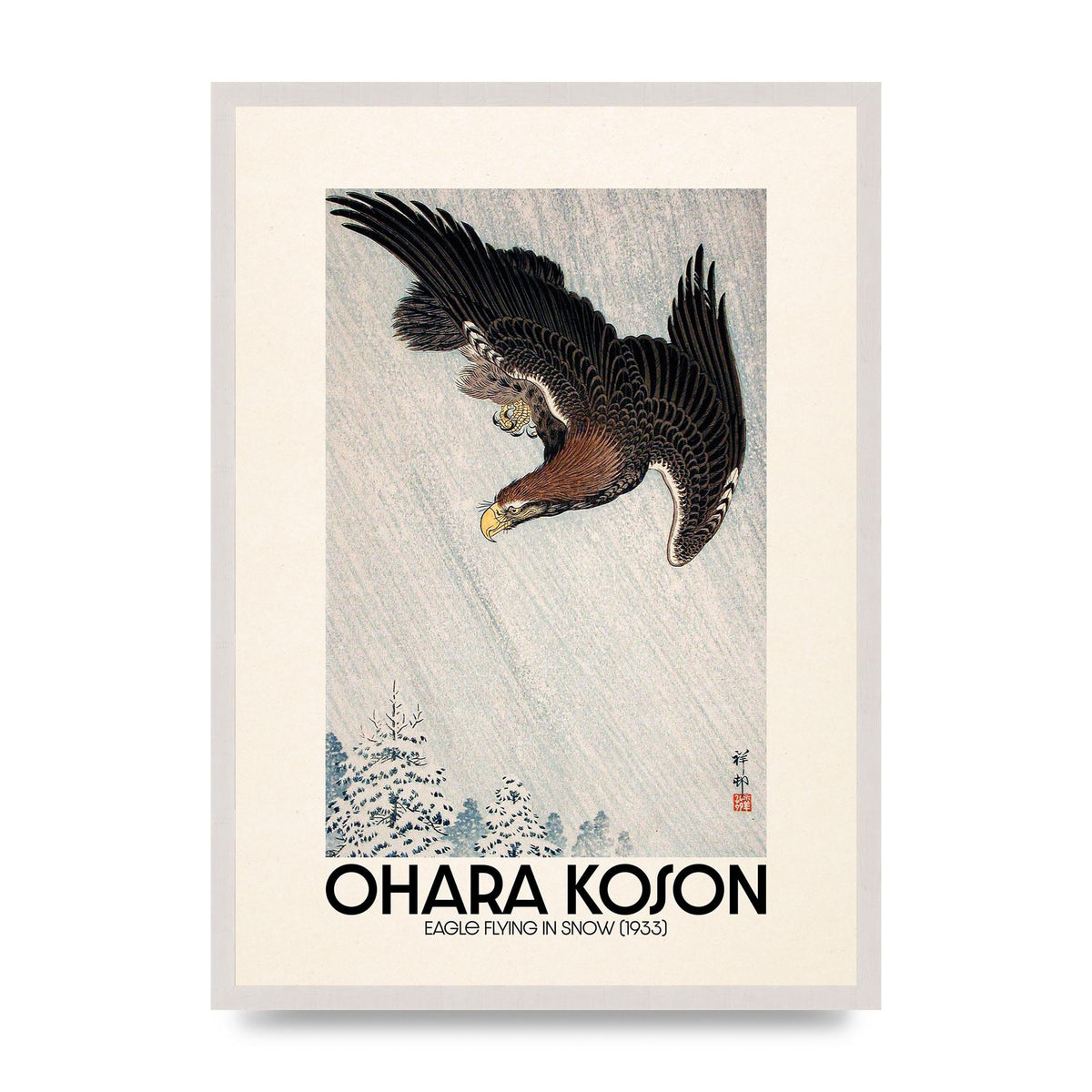 Ohara Koson Eagle Flying In Snow 1933 Art For The Home - A2 framed