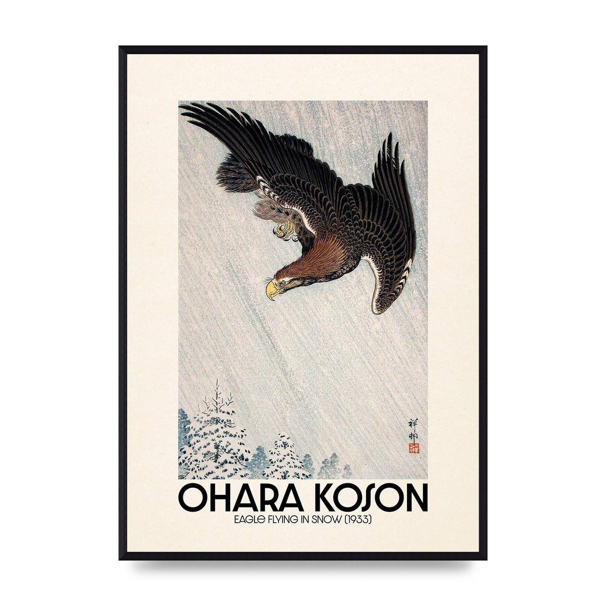 Ohara Koson Eagle Flying In Snow 1933 Art For The Home - A2 framed