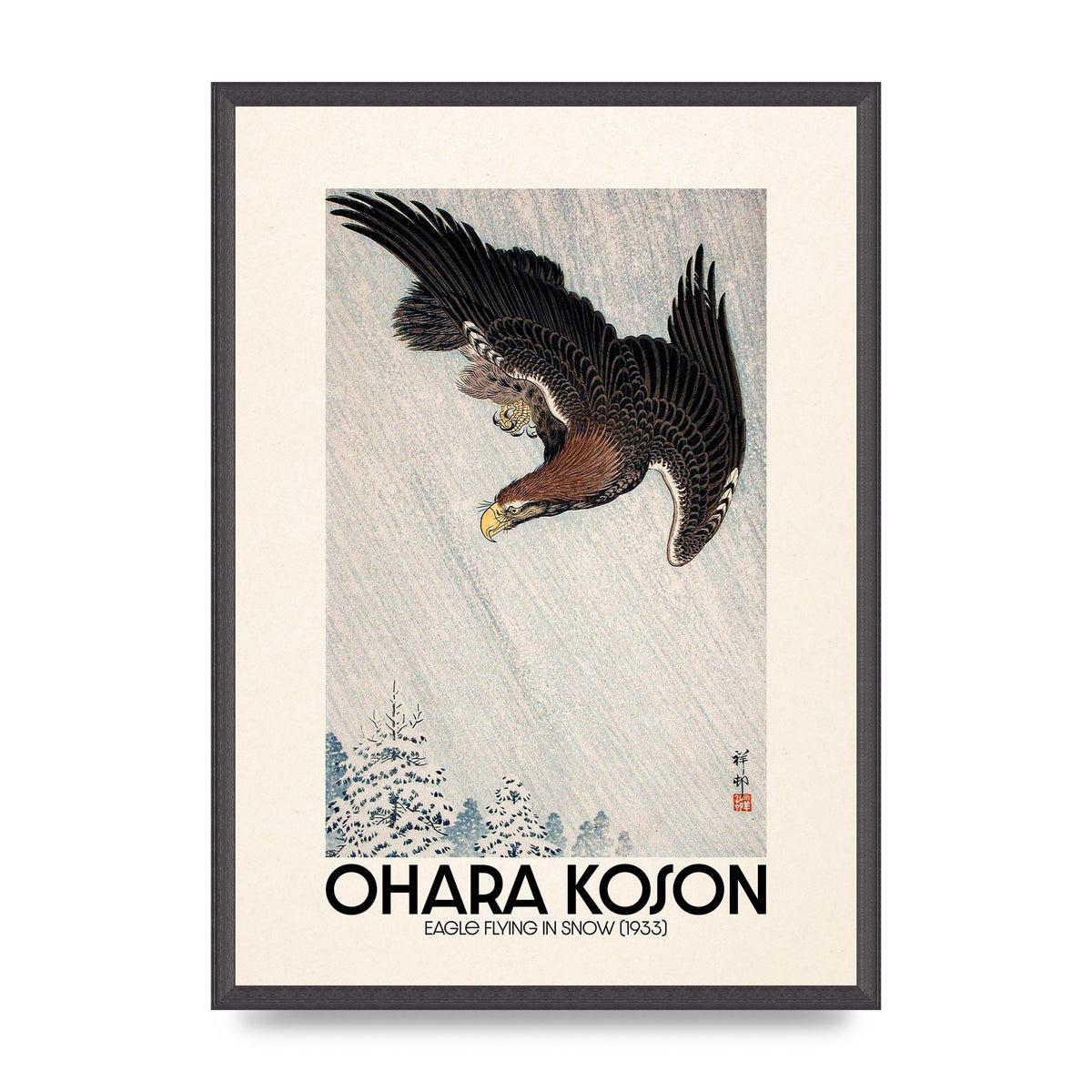 Ohara Koson Eagle Flying In Snow 1933 Art For The Home - A2 framed