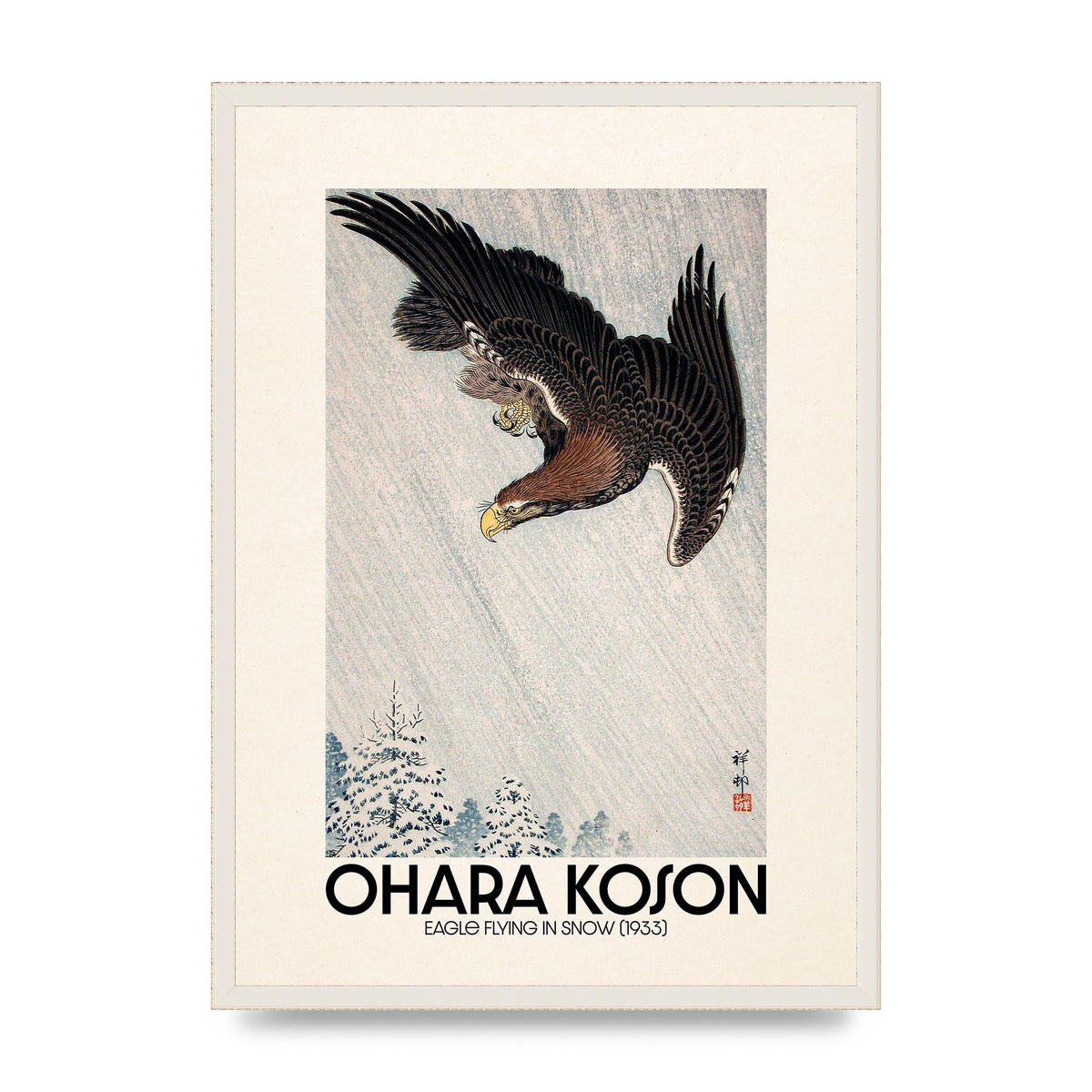 Ohara Koson Eagle Flying In Snow 1933 Art For The Home - A2 framed