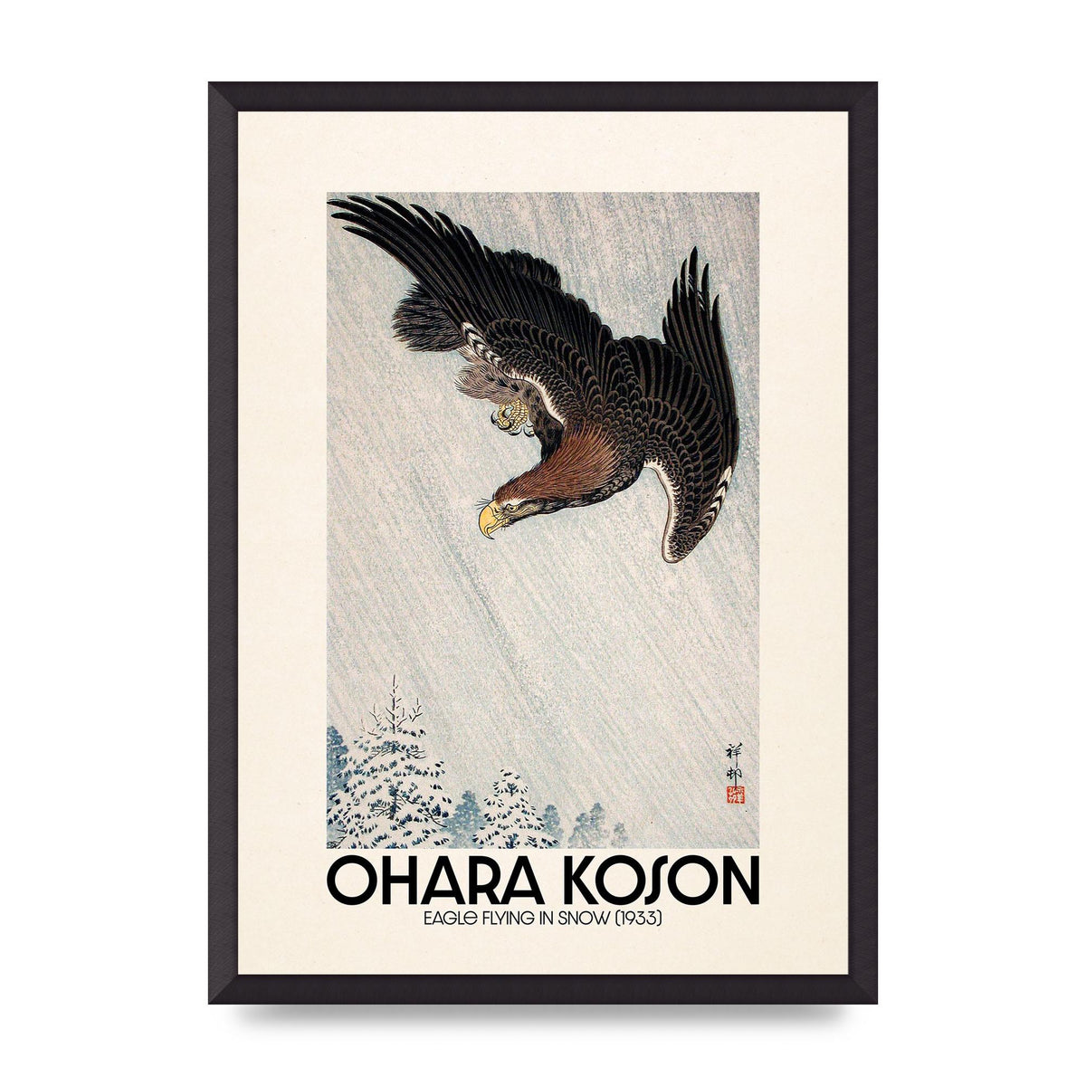 Ohara Koson Eagle Flying In Snow 1933 Art For The Home - A2 framed
