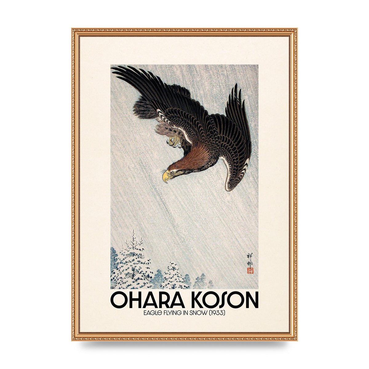 Ohara Koson Eagle Flying In Snow 1933 Art For The Home - A2 framed