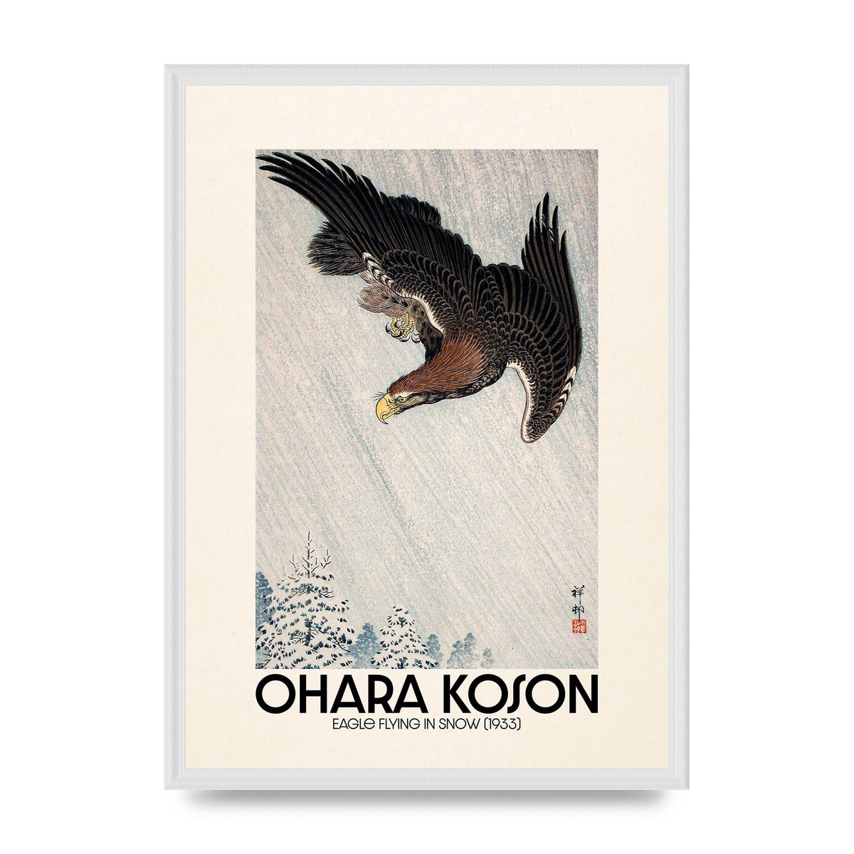 Ohara Koson Eagle Flying In Snow 1933 Art For The Home - A2 framed
