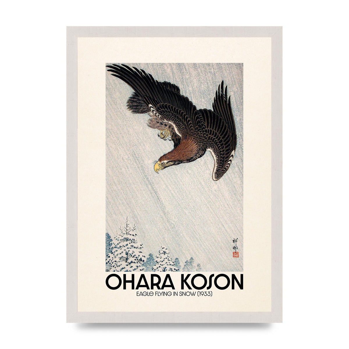 Ohara Koson Eagle Flying In Snow 1933 Art For The Home - A3 framed
